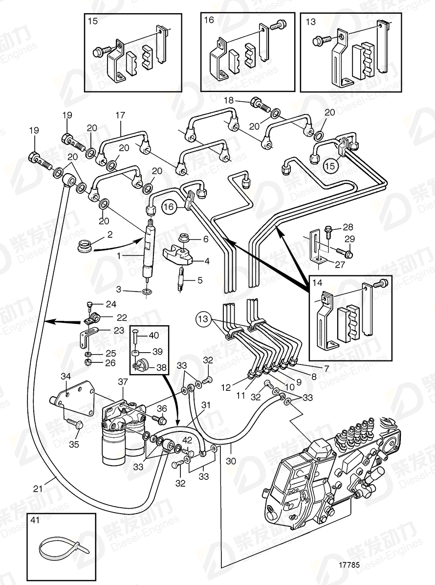 VOLVO Leak-off line 11127014 Drawing